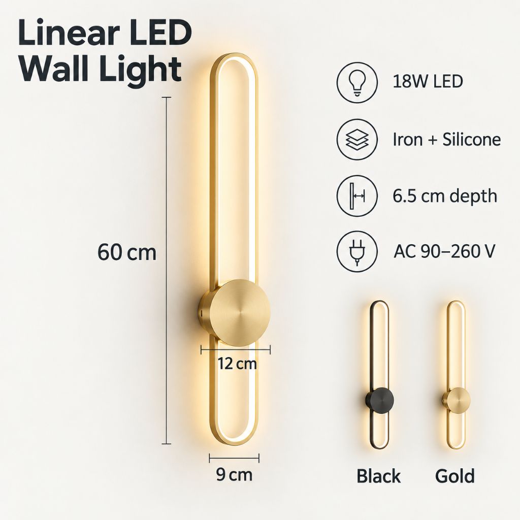 Modern Linear LED Wall Light with Silicone Diffuser