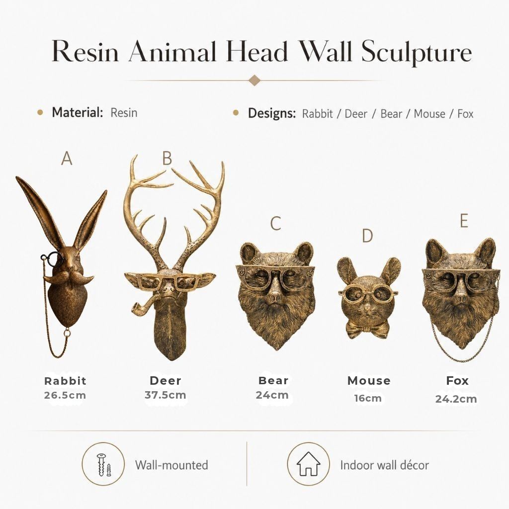 Resin Animal Head Wall Sculpture