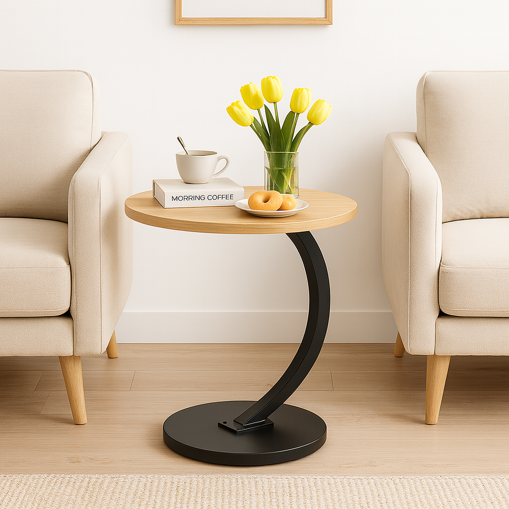 Wood Round Coffee Table for Living Room