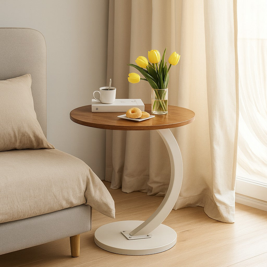 Wood Round Coffee Table for Living Room