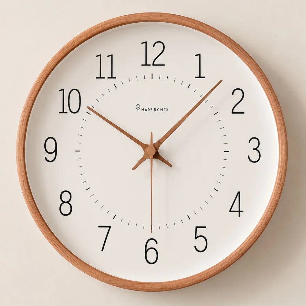 Modern wooden wall clock silent quartz