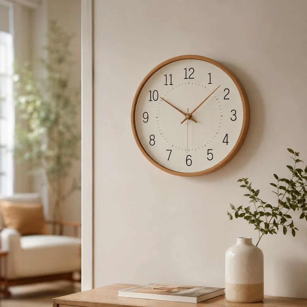 Modern wooden wall clock silent quartz - view 4