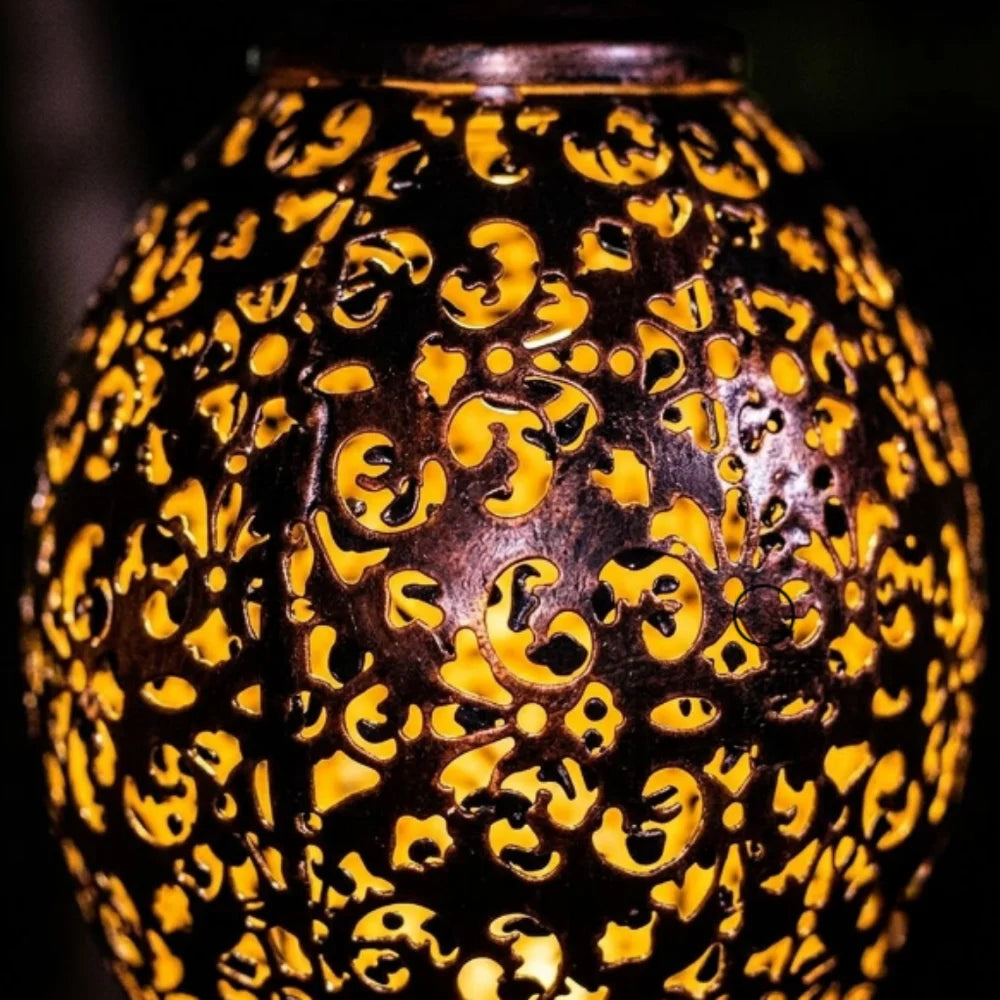 Moroccan solar hanging light outdoor metal lantern – view 10