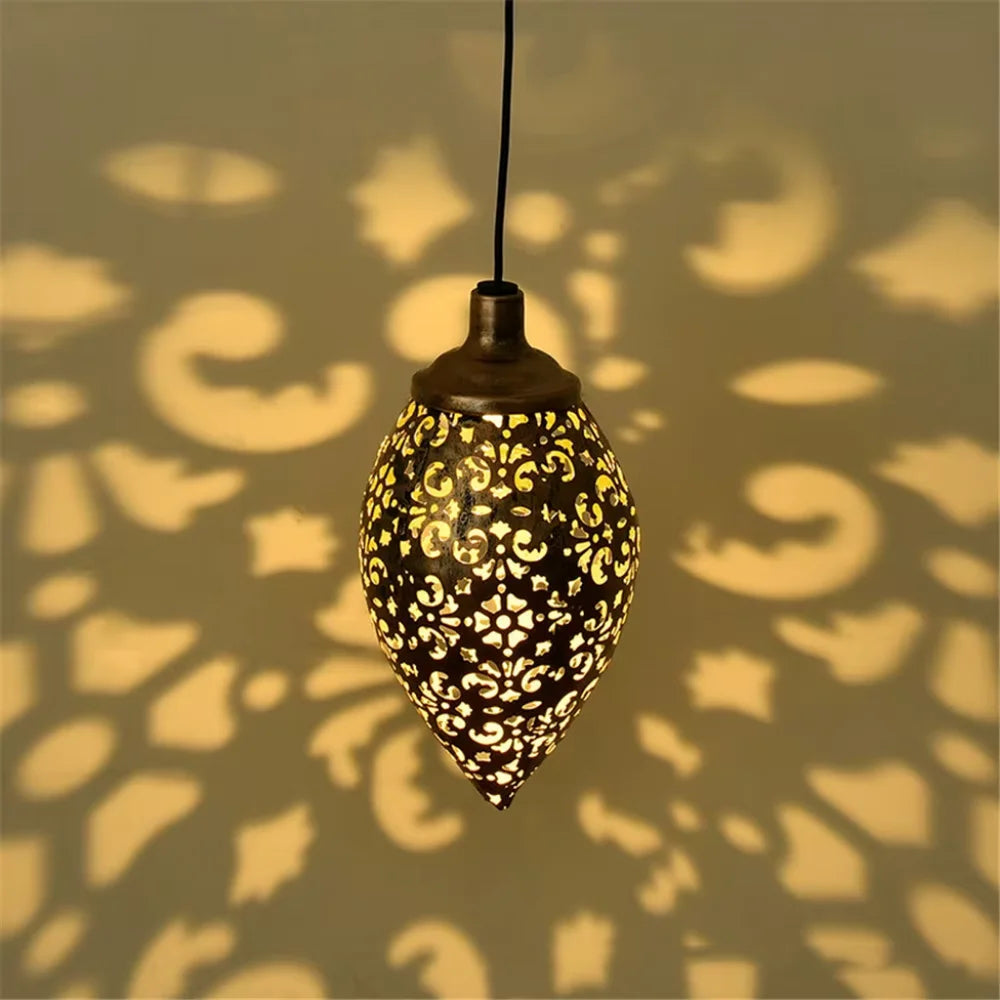 Moroccan solar hanging light outdoor metal lantern – view 13