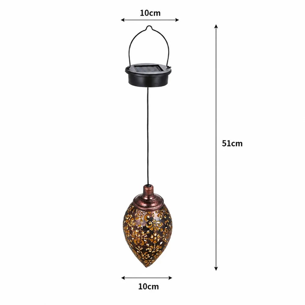 Moroccan solar hanging light outdoor metal lantern – view 19