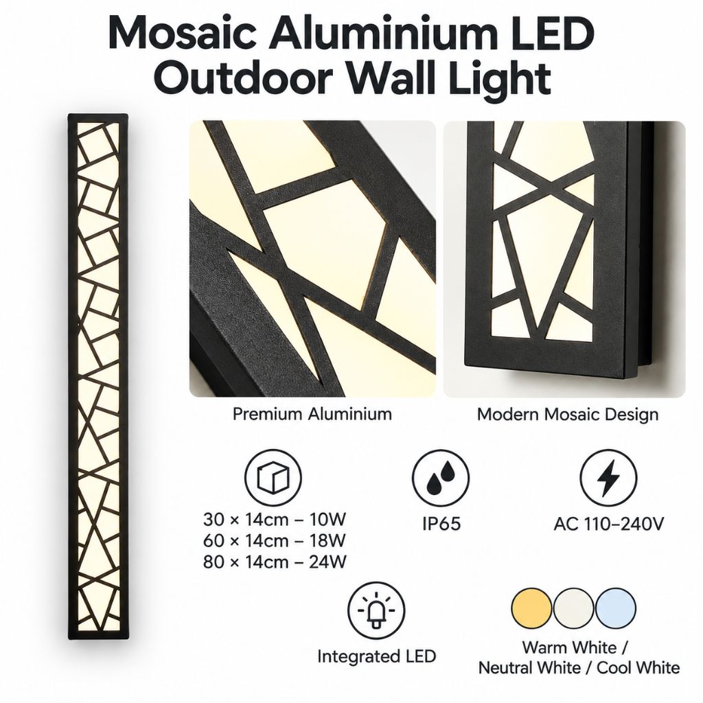 Mosaic Aluminium LED Outdoor Wall Light – IP65