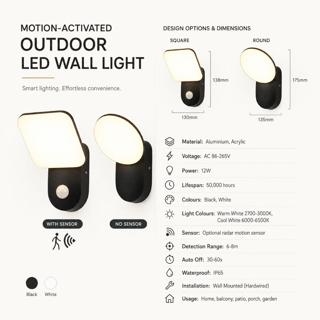Motion-Activated Outdoor LED Wall Light