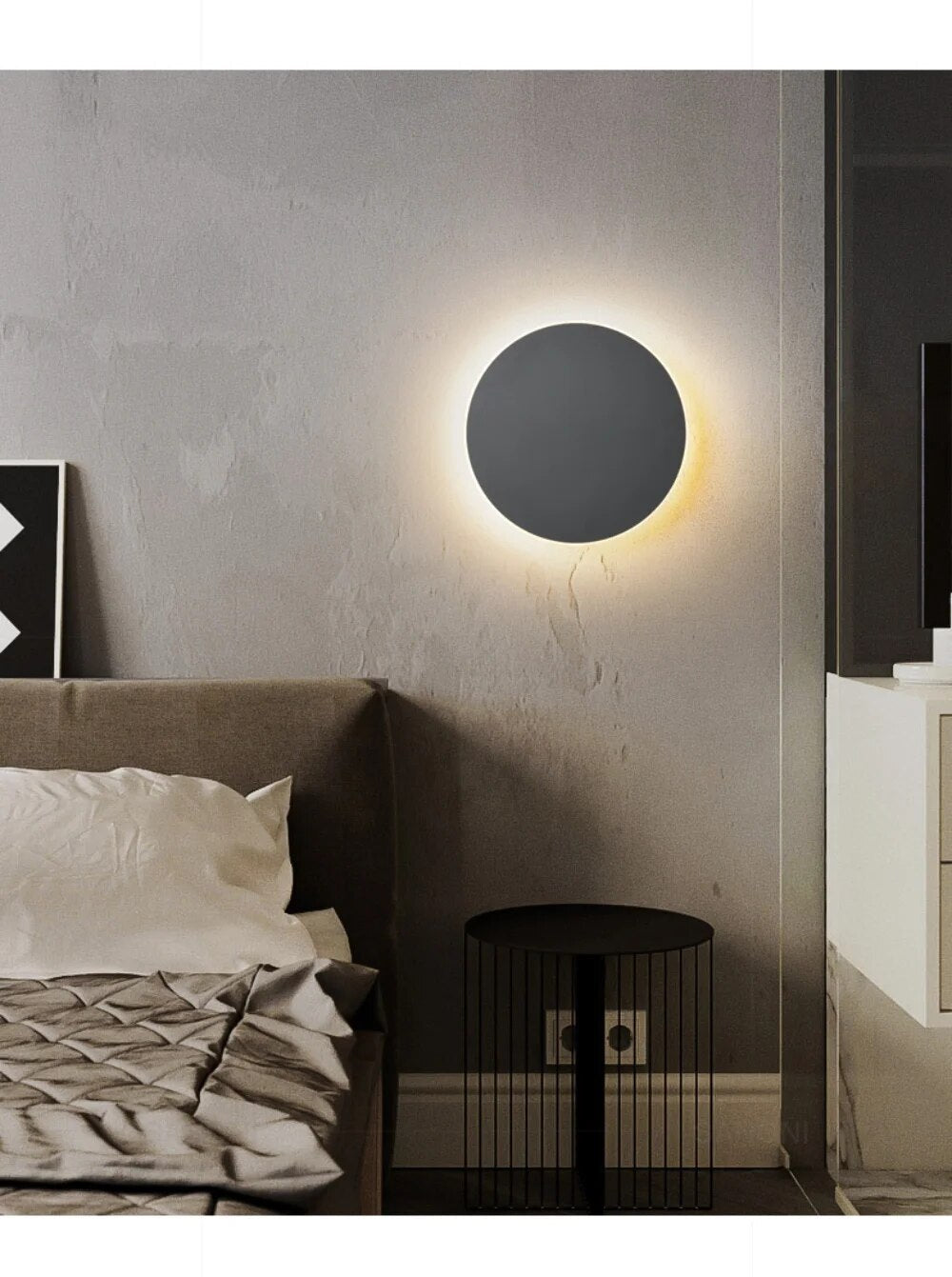 Round Backlit Sconce LED Wall Light for Interiors