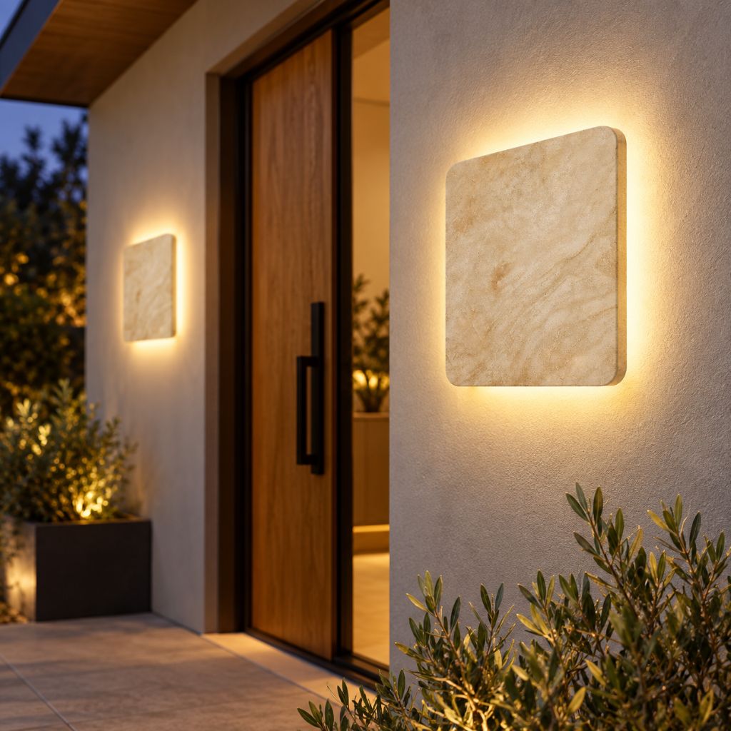 Natural Stone Square IP65 LED Wall Light
