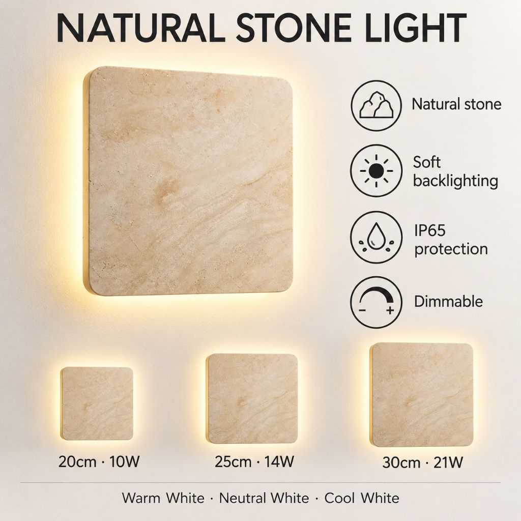 Natural Stone Square IP65 LED Wall Light