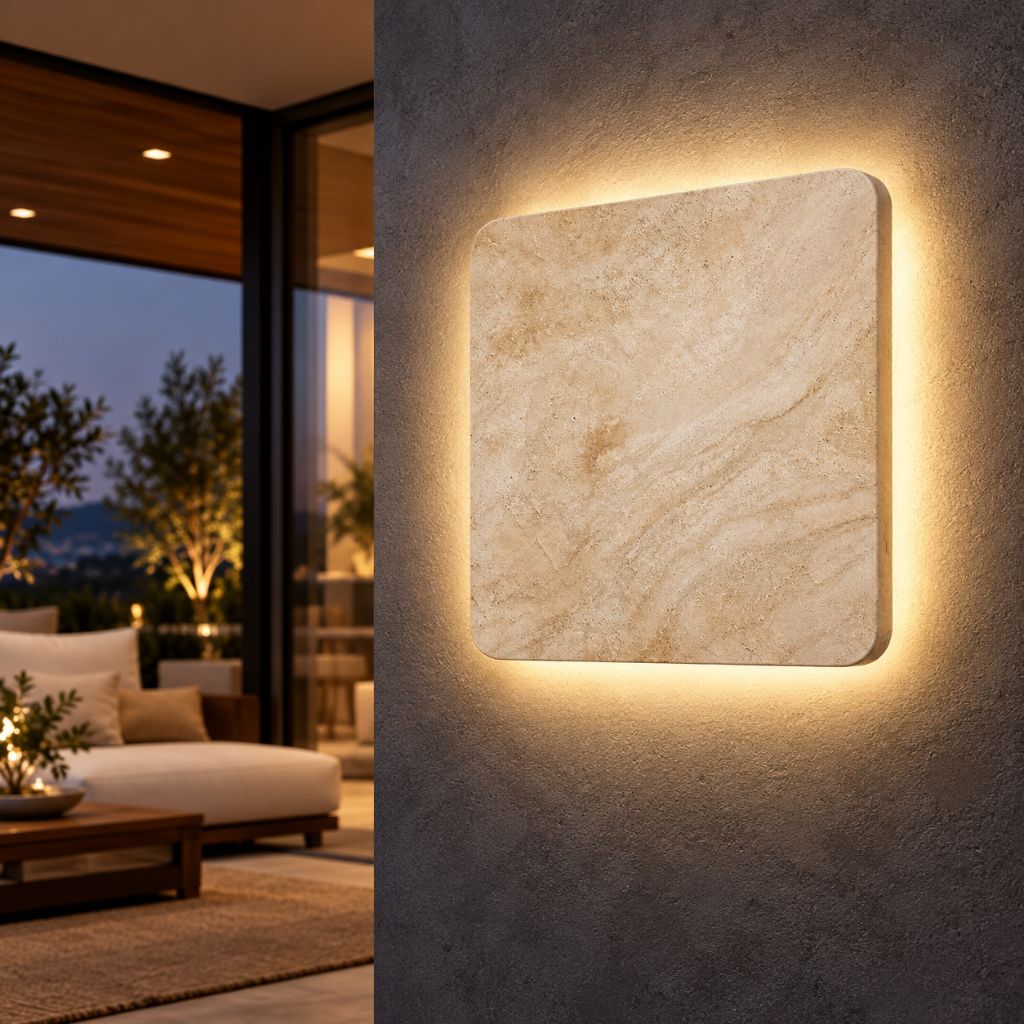 Natural Stone Square IP65 LED Wall Light