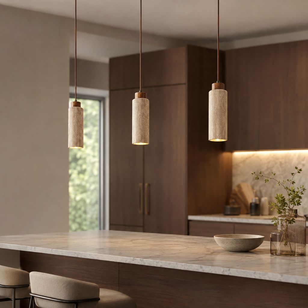 Natural Travertine Stone Pendant Light