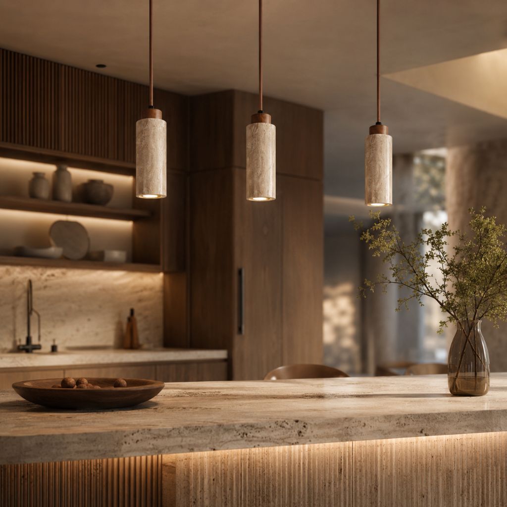 Natural Travertine Stone Pendant Light