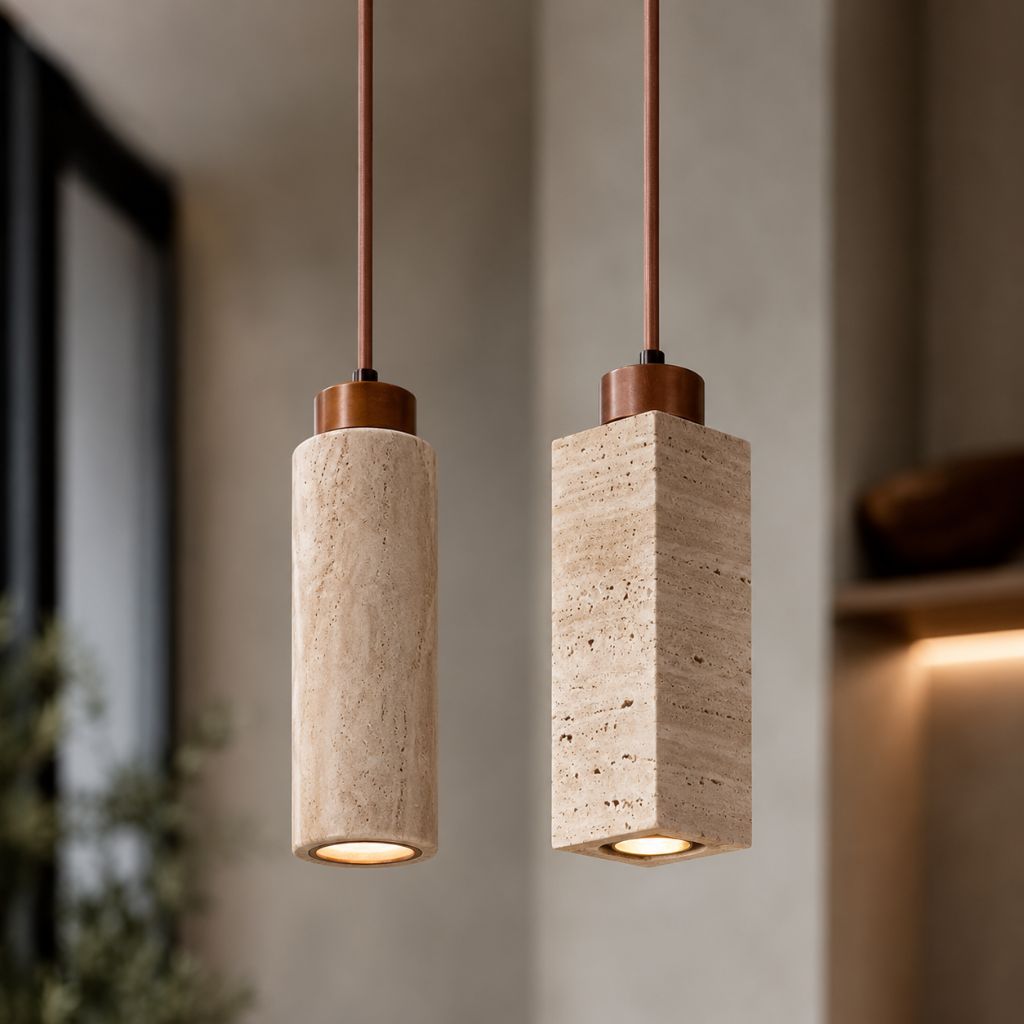 Natural Travertine Stone Pendant Light