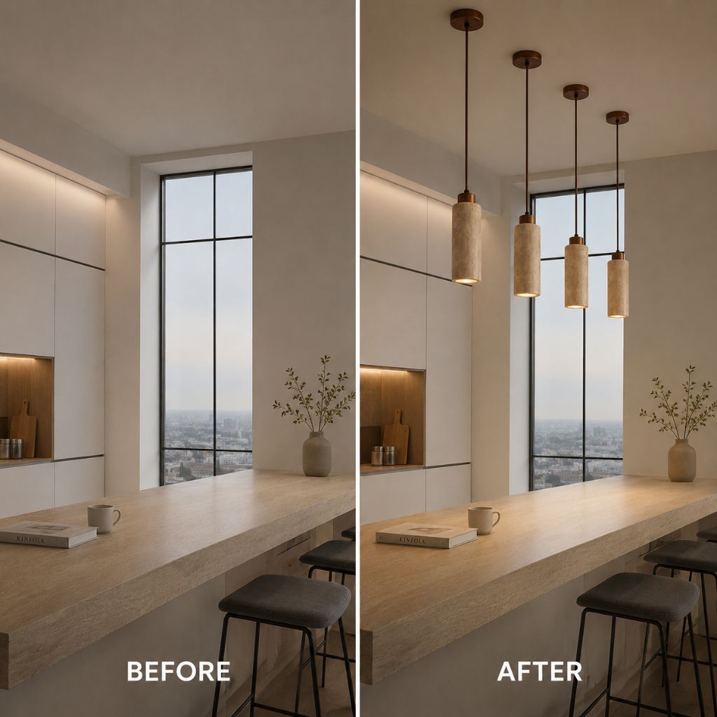 Natural Travertine Stone Pendant Light