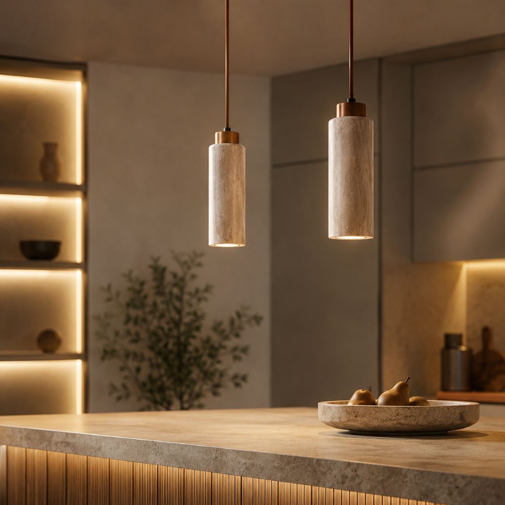Natural Travertine Stone Pendant Light