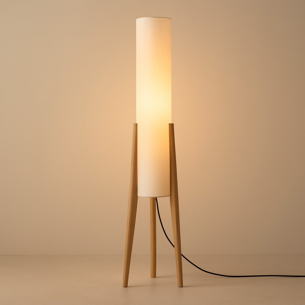 Natural Wood Floor Lamp | Boho Standing Light
