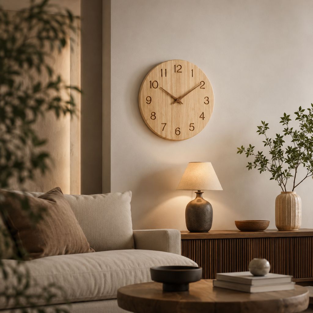 NatureDial Rustic Nordic Silent Wooden Wall Clock