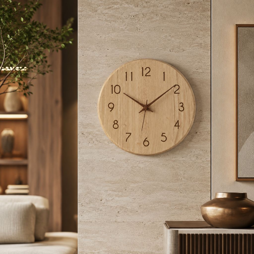 NatureDial Rustic Nordic Silent Wooden Wall Clock