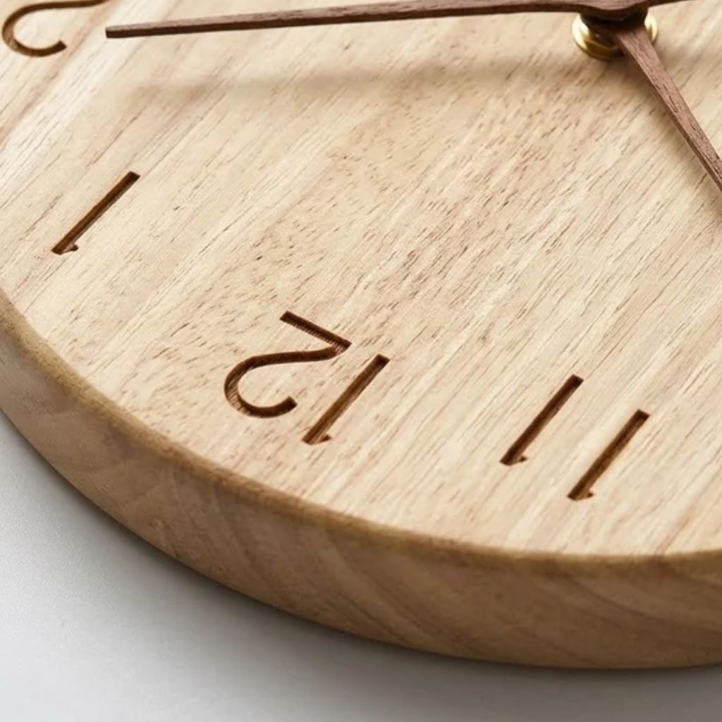 NatureDial Rustic Nordic Silent Wooden Wall Clock