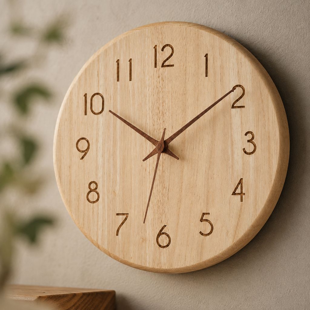NatureDial Rustic Nordic Silent Wooden Wall Clock