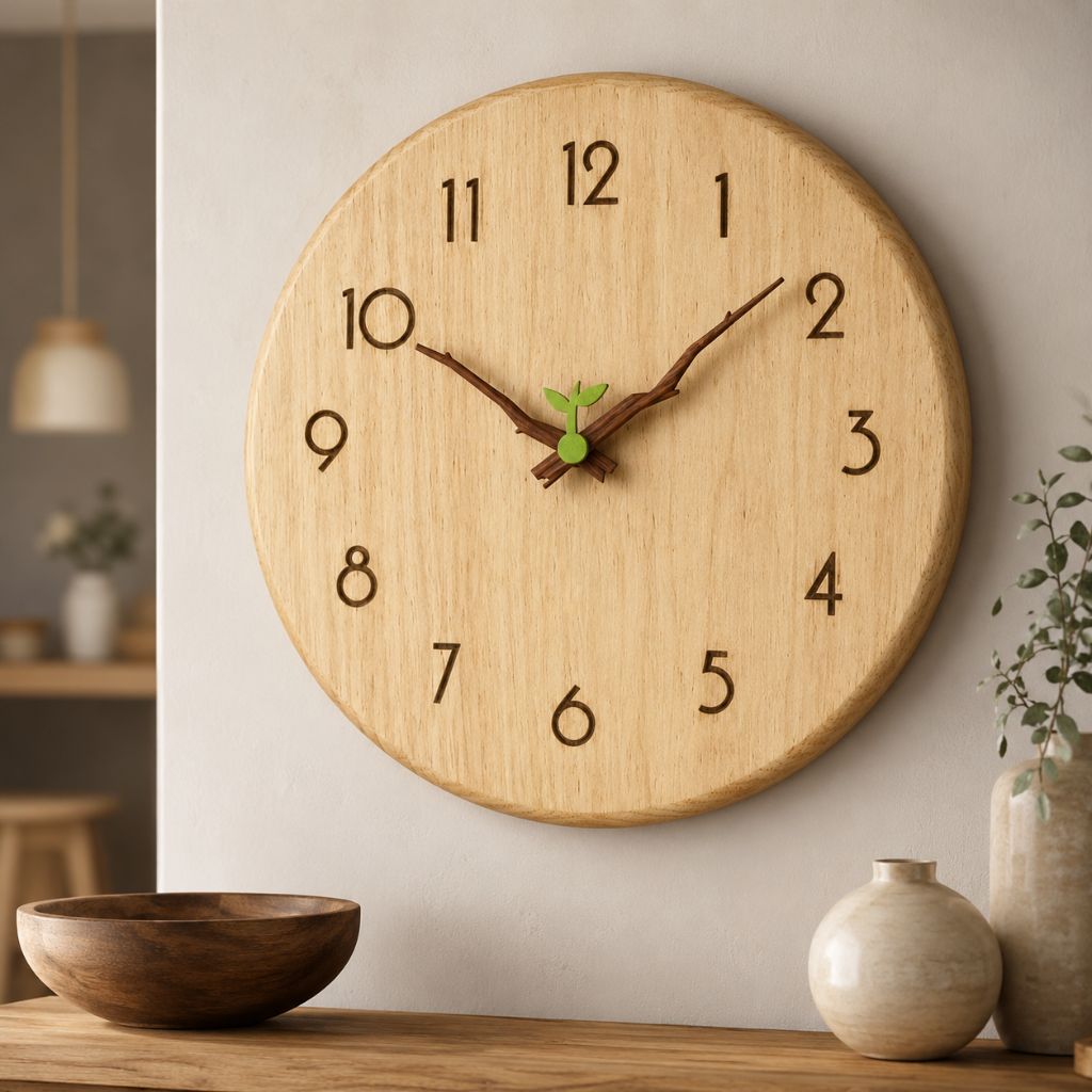 NatureDial Rustic Nordic Silent Wooden Wall Clock