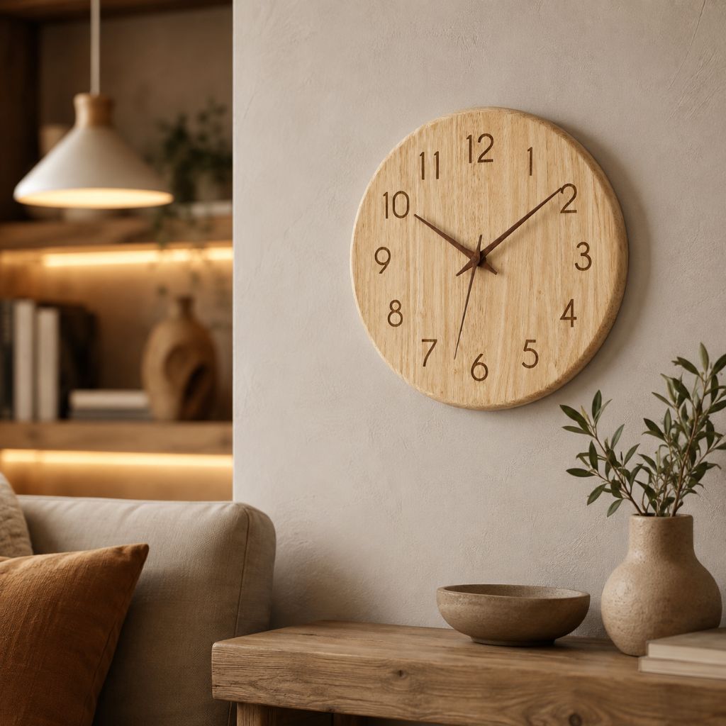 NatureDial Rustic Nordic Silent Wooden Wall Clock