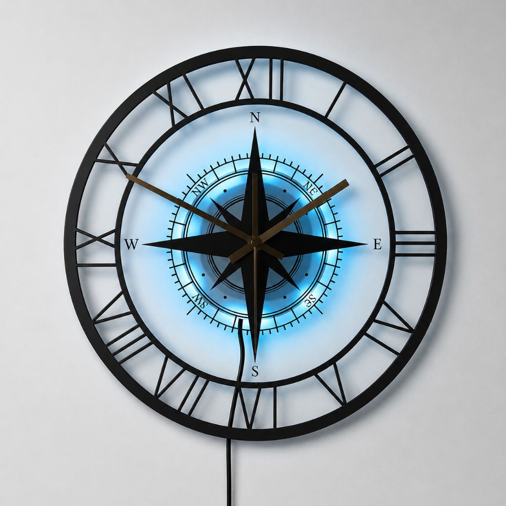 Nautical Compass Wall Clock – Elegant Luxury Design & Precision Craftsmanship
