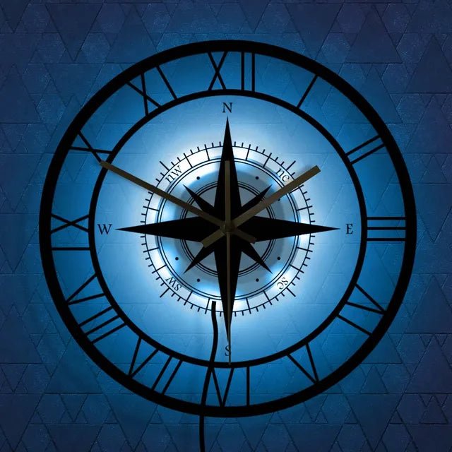 Nautical Compass Wall Clock – Elegant Luxury Design & Precision Craftsmanship - Lattea Global
