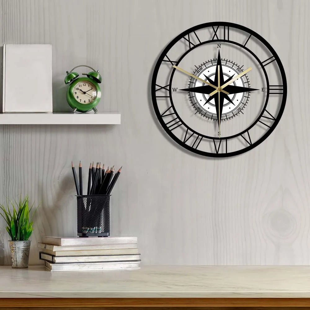Nautical Compass Wall Clock – Elegant Luxury Design & Precision Craftsmanship - Lattea Global