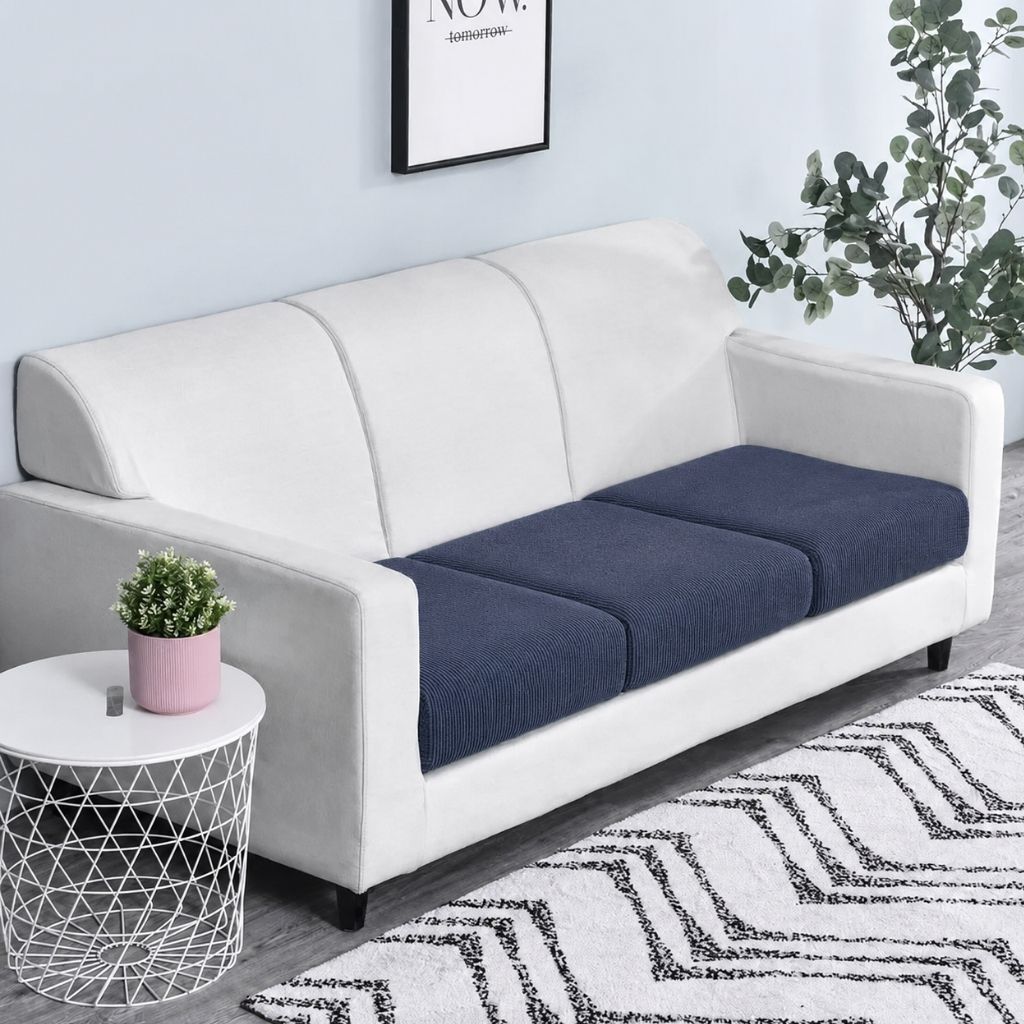 Navy Blue Pet Friendly Stretch Sofa Cover Washable Furniture Protector - Lattea Global