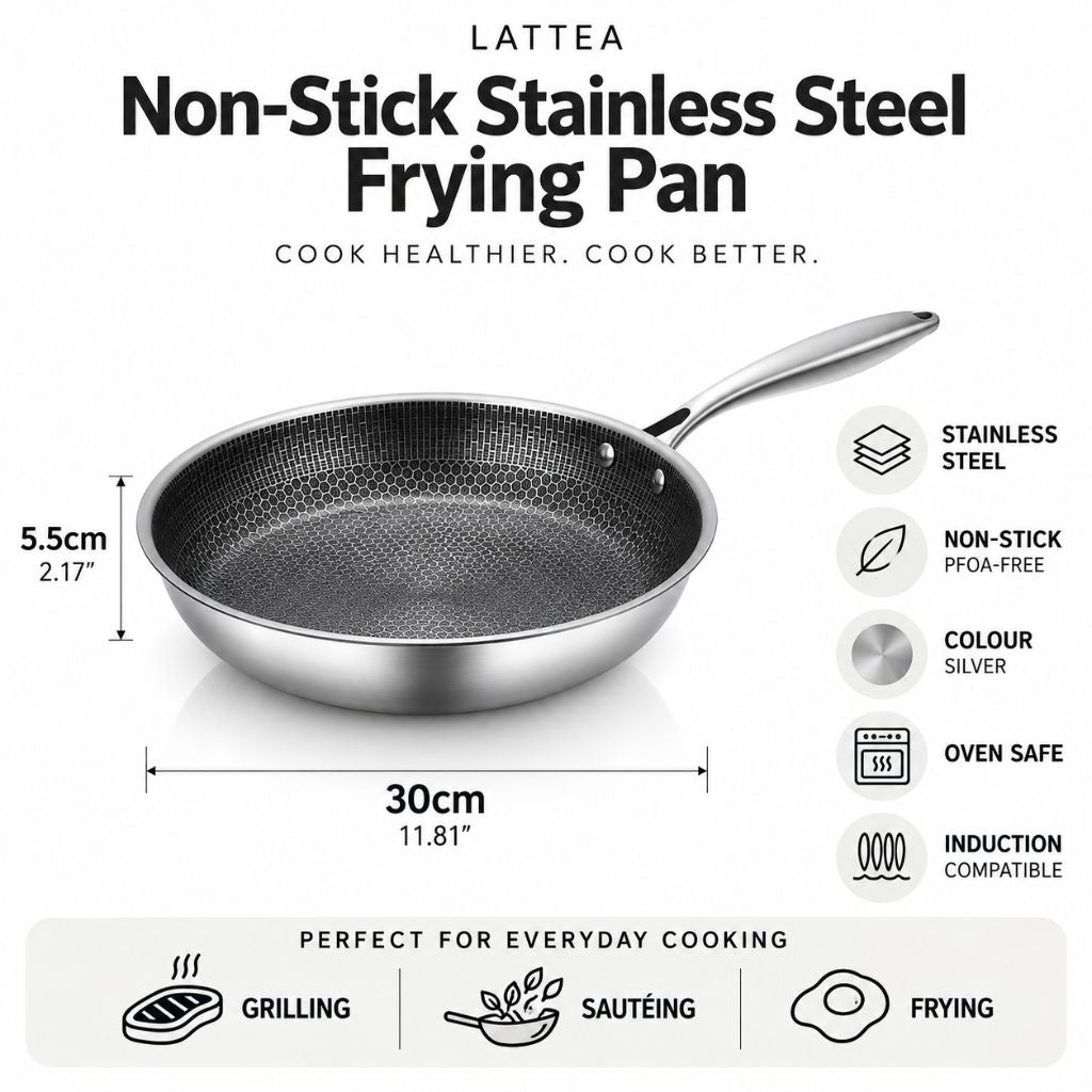 Non-Stick Stainless Steel Frying Pan by Lattea