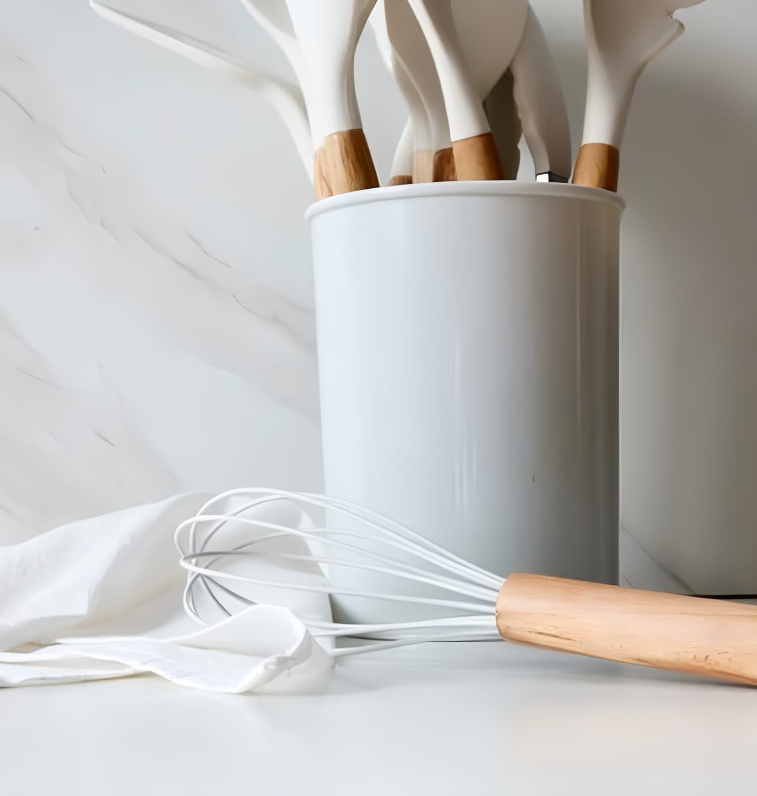Nonstick Silicone Cooking Utensil Set with Wooden Handles Lattea