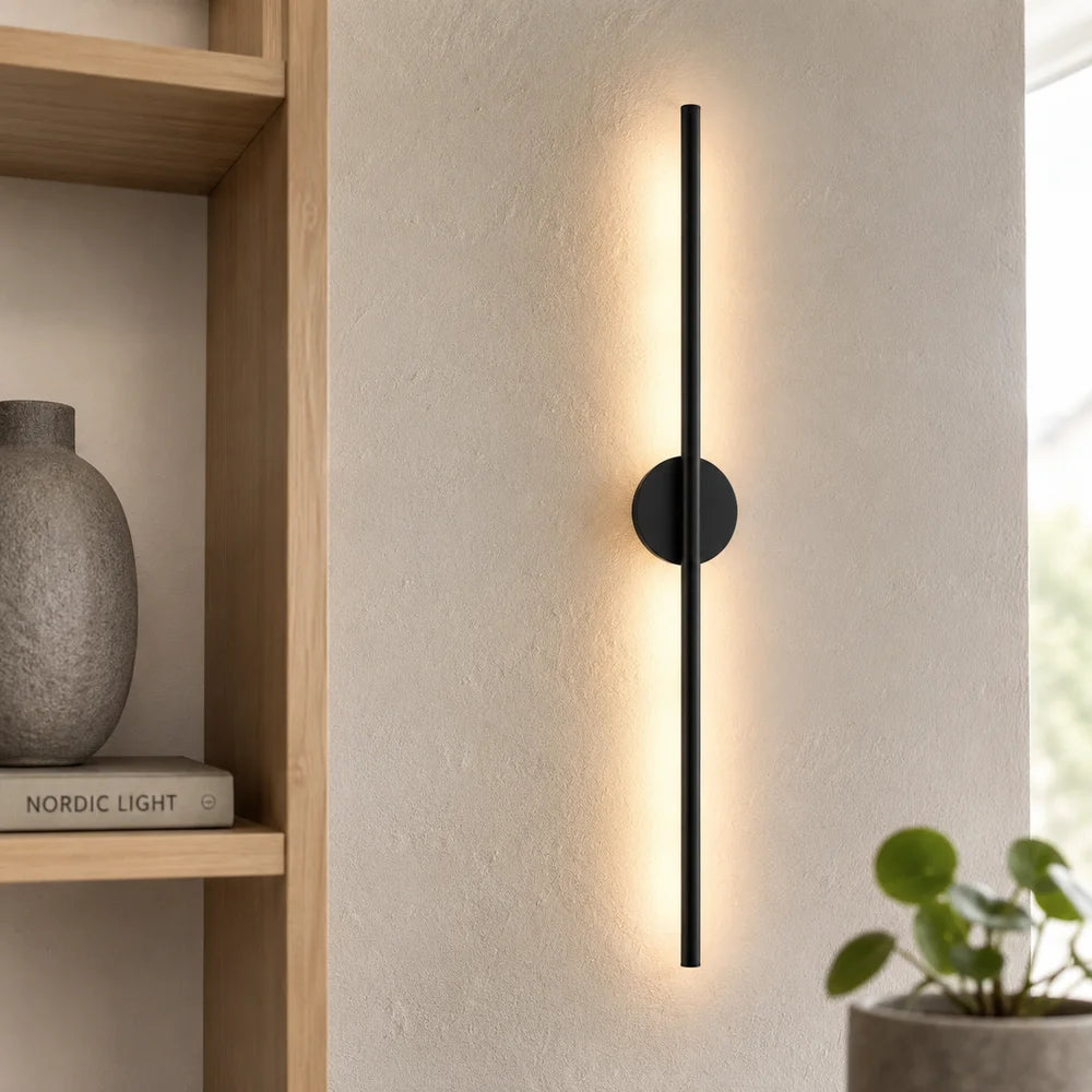 Nordic black linear led wall sconce slim design