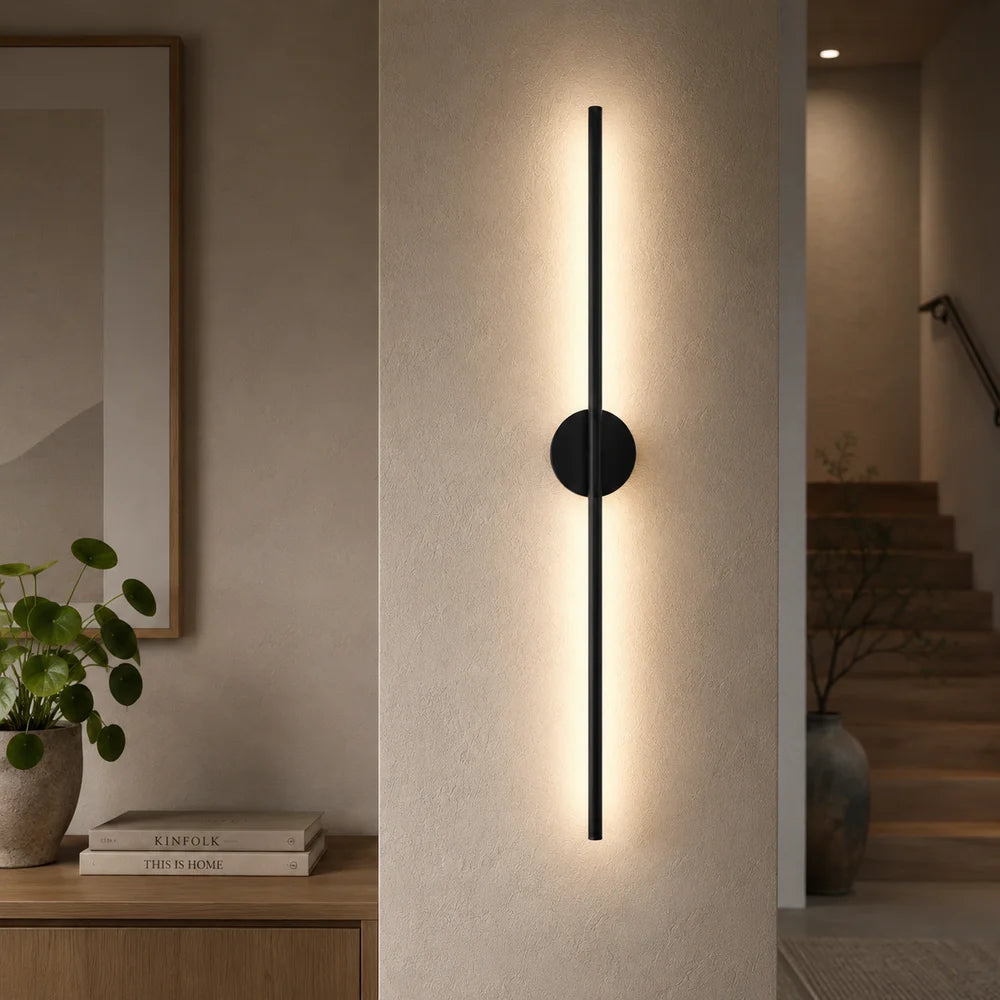 Nordic black linear led wall sconce slim design – view 2