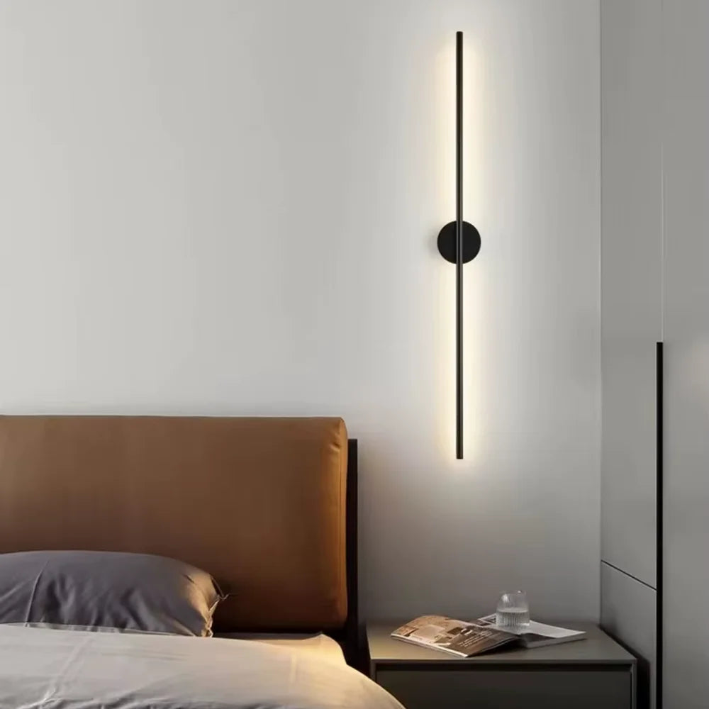 Nordic black linear led wall sconce slim design – view 3