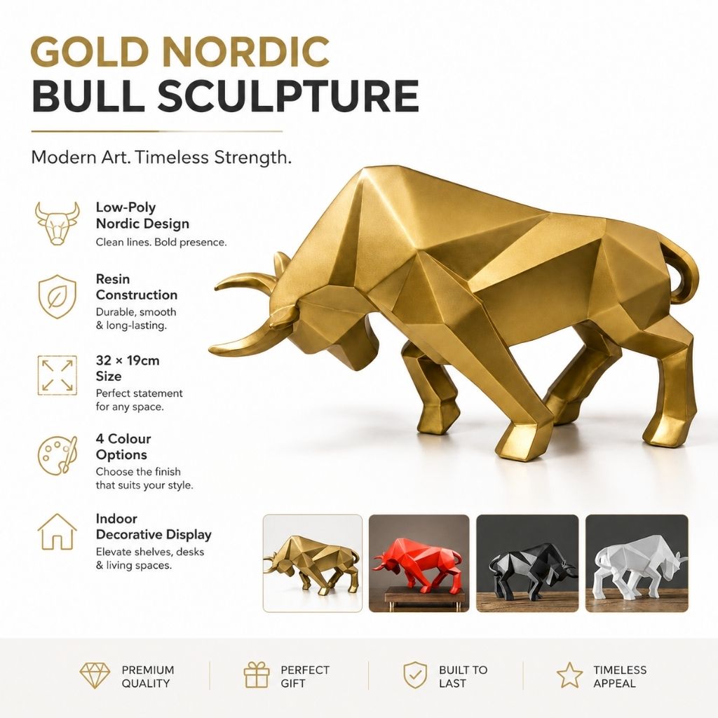 Nordic Bull Resin Sculpture