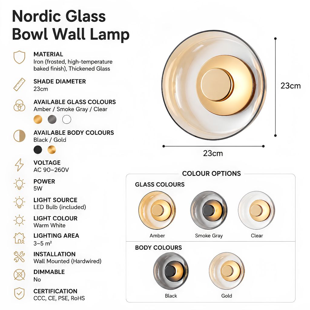 Nordic Glass Bowl Wall Lamp