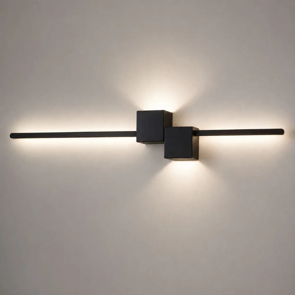 Nordic minimalist led wall sconce aluminium black art design - view 9