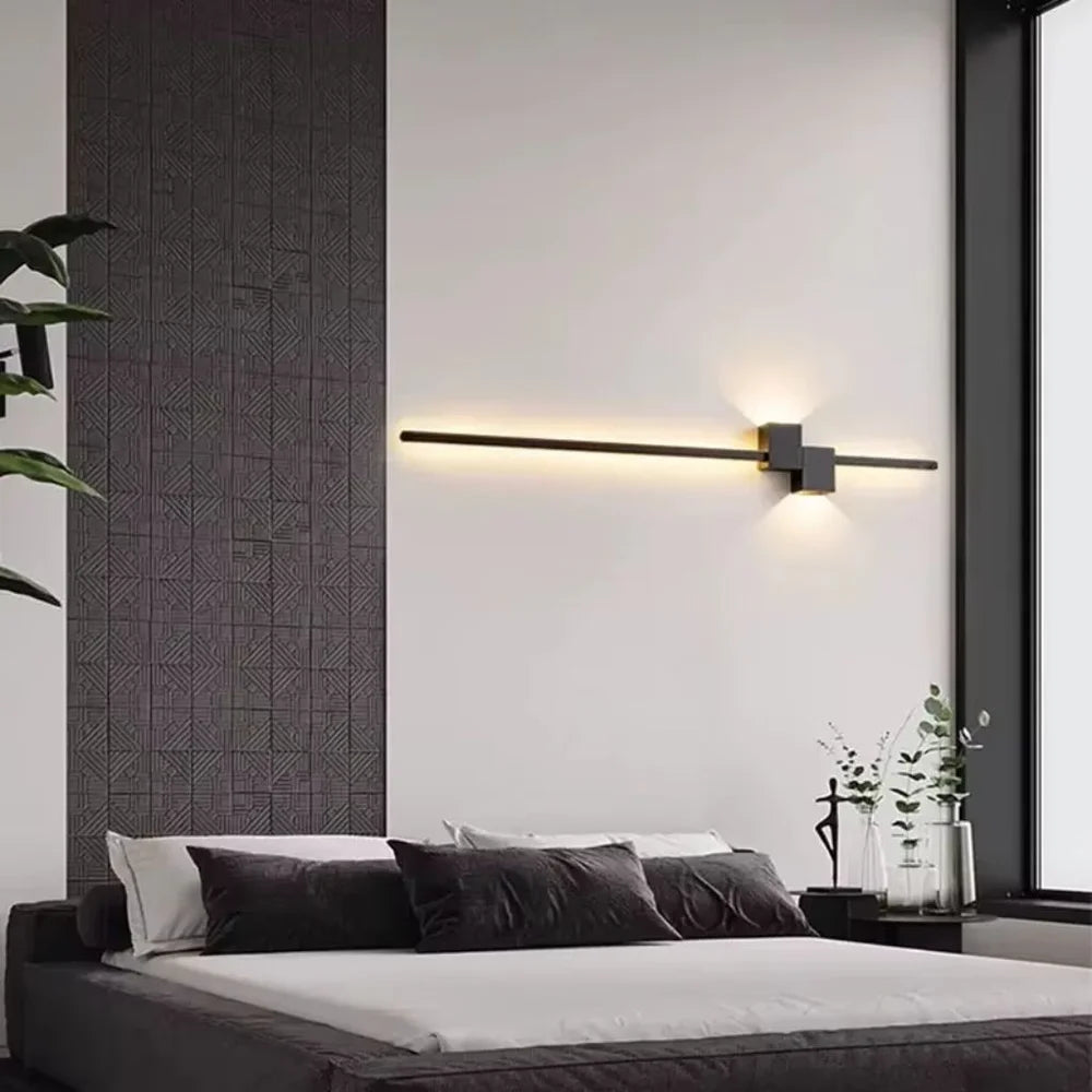 Nordic minimalist led wall sconce aluminium black art design - view 10