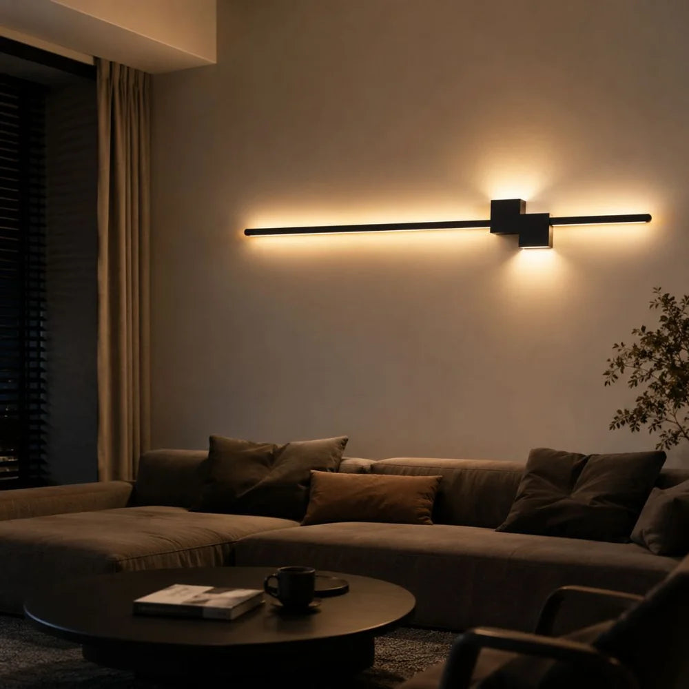Nordic minimalist led wall sconce aluminium black art design - view 11