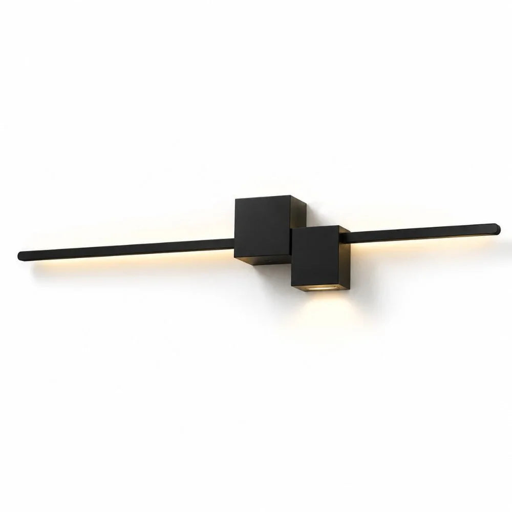 Nordic minimalist led wall sconce aluminium black art design - view 12