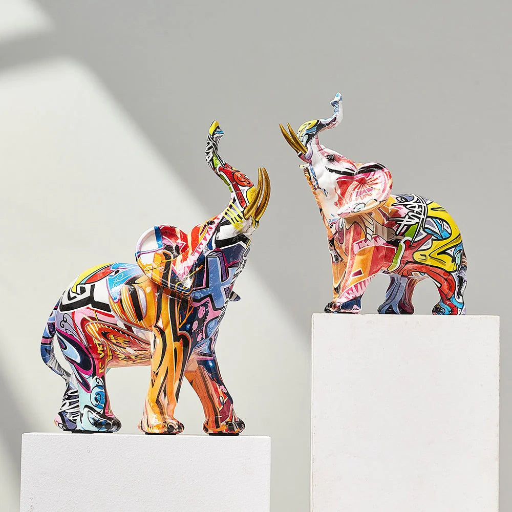 Nordic Painted Elephant Statue