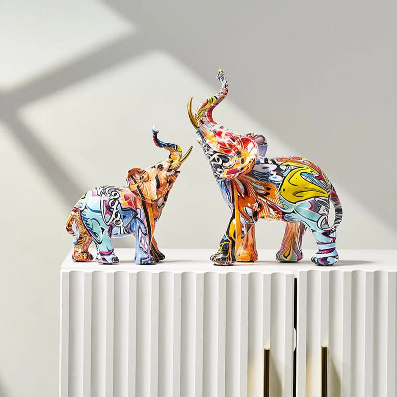 Nordic Painted Elephant Statue