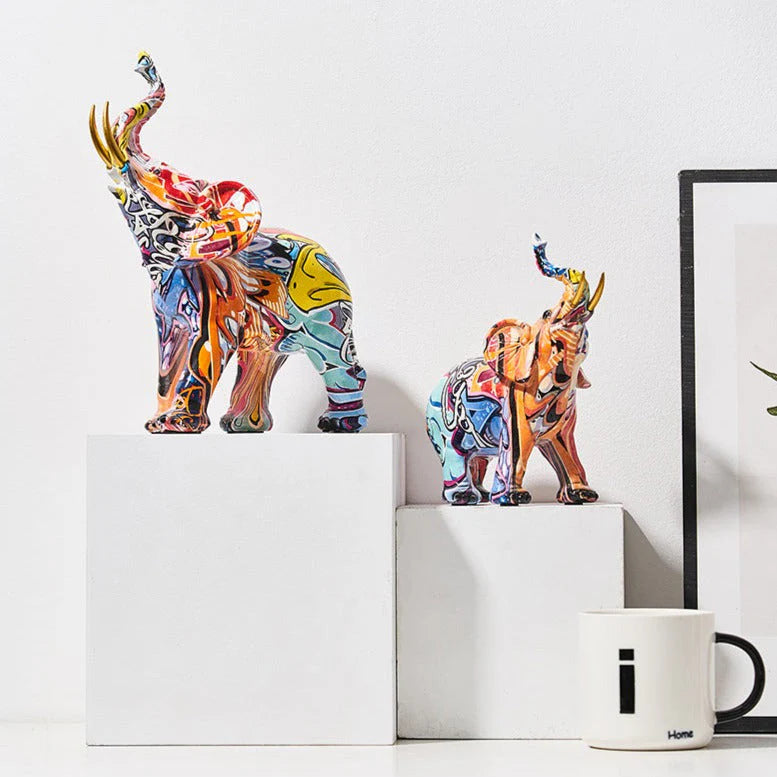 Nordic Painted Elephant Statue