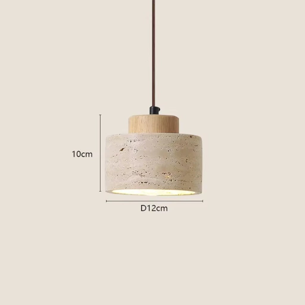 Nordic Travertine & Wood Pendant Light
