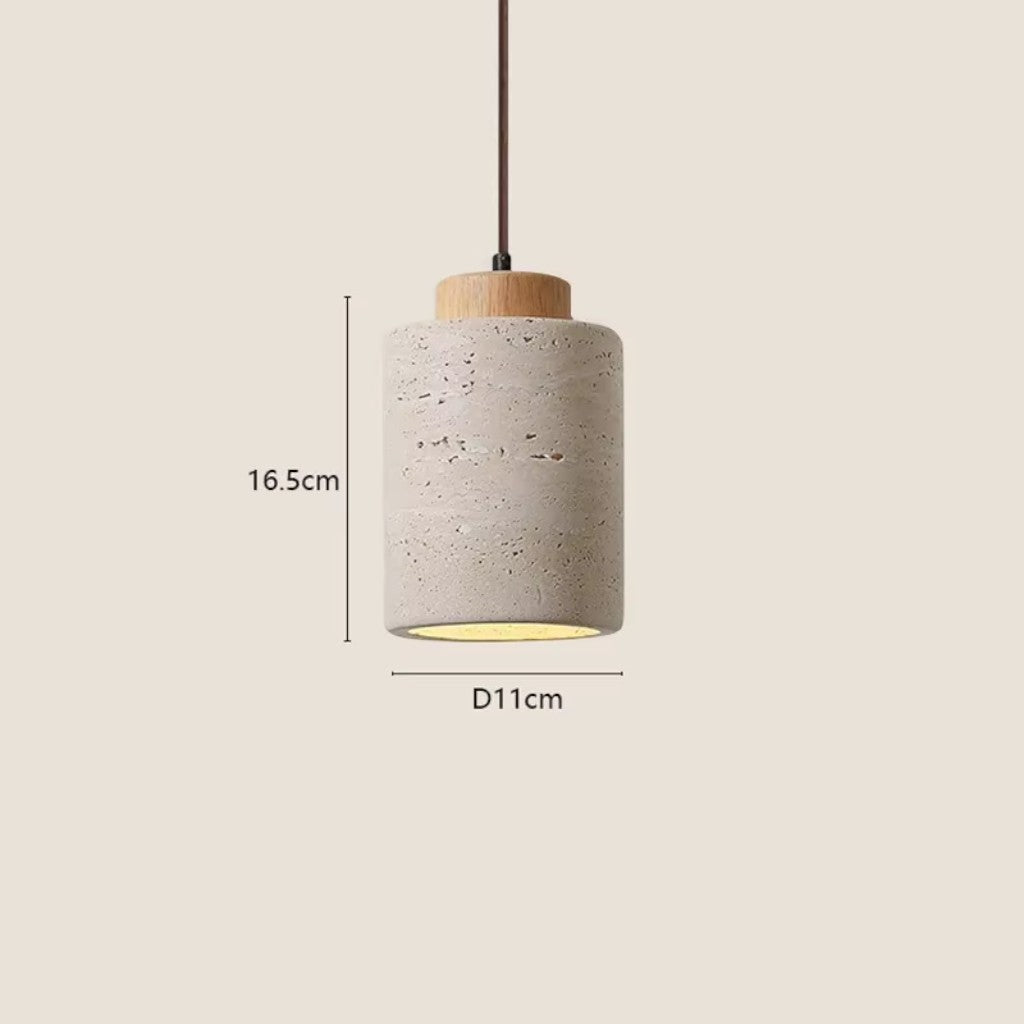 Nordic Travertine & Wood Pendant Light