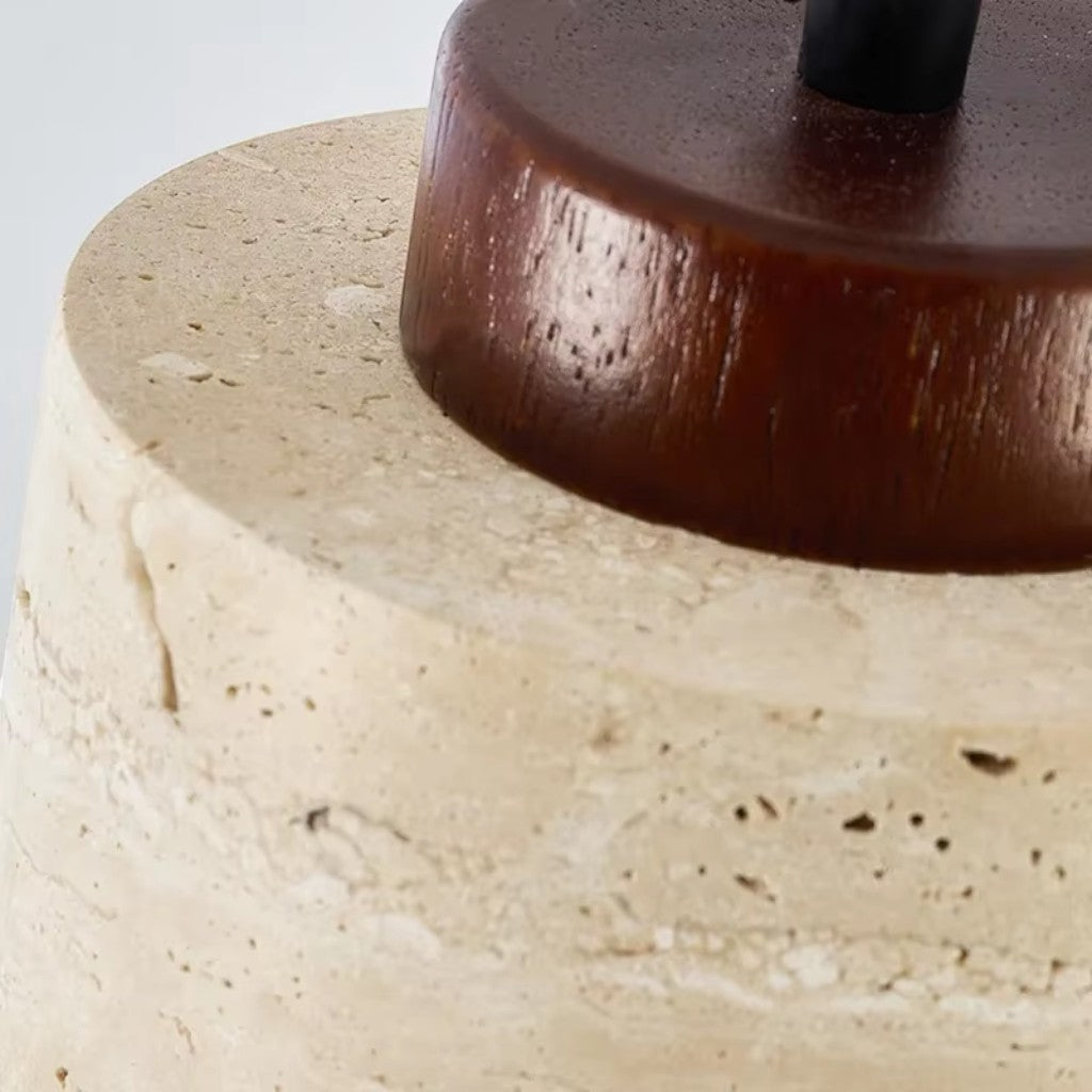 Nordic Travertine & Wood Pendant Light