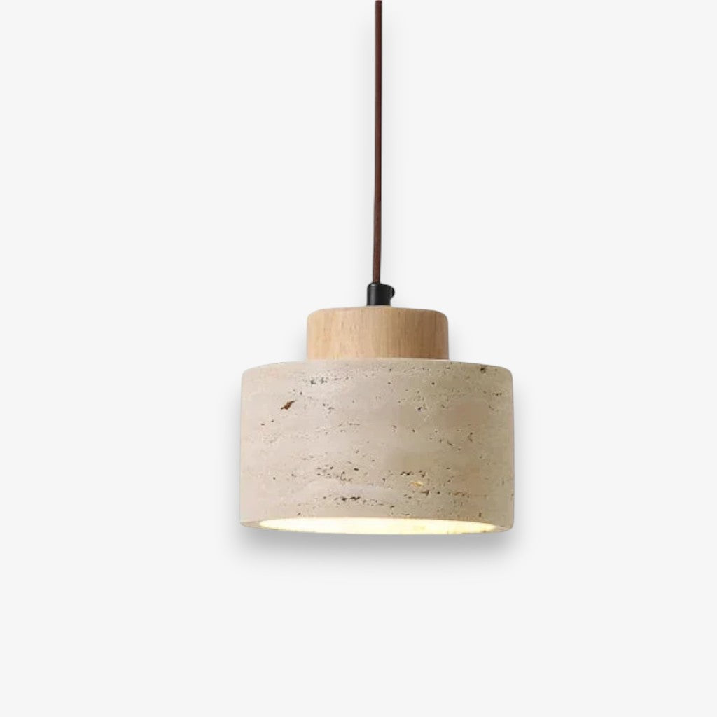 Nordic Travertine & Wood Pendant Light