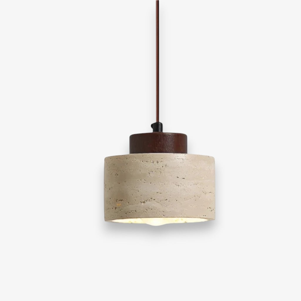 Nordic Travertine & Wood Pendant Light